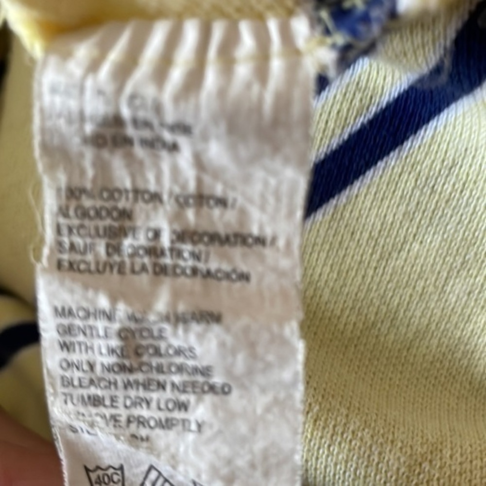 Izod Men’s Striped Polo Shirt Cotton Preppy Casual Yellow Navy Size XL - Picture 6 of 6